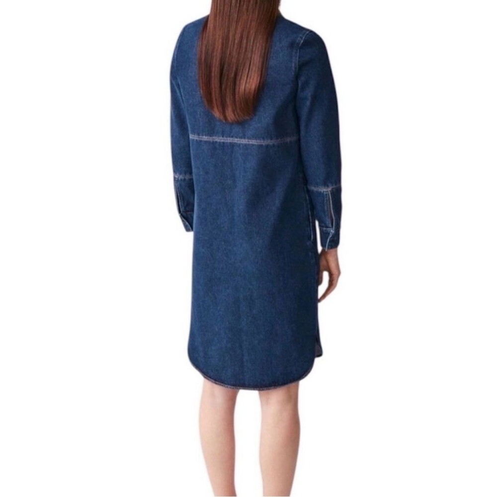 COS Topstitched Denim Shirt Dress  Cotton Blue Size 2 Small Scandinavian style - Picture 6 of 7